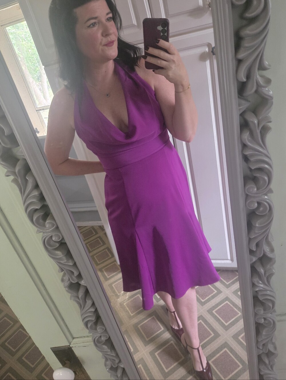 Nordstrom Harlyn Cowl Halter Fuscia Fit And Flare Dress